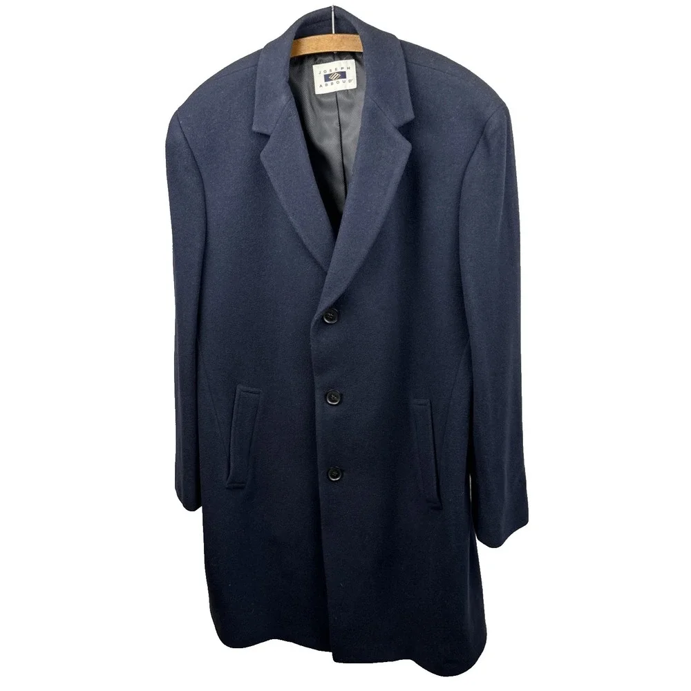 Joseph‎ Abboud navy blue Wool cashmere blend overcoat